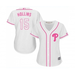 Womens Philadelphia Phillies #15 Dave Hollins Authentic White Fashion Cool Base Baseball Jersey Womens Philadelphia Phillies #15 Dave Hollins Authentic White Fashion Cool Base Baseball Jersey