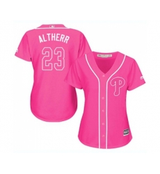 Womens Philadelphia Phillies #23 Aaron Altherr Authentic Pink Fashion Cool Base Baseball Jersey