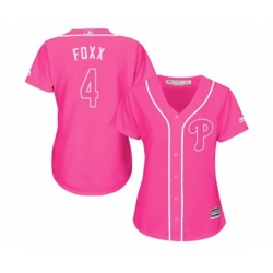 Womens Philadelphia Phillies #4 Jimmy Foxx Authentic Pink Fashion Cool Base Baseball Jersey Womens Philadelphia Phillies #4 Jimmy Foxx Authentic Pink Fashion Cool Base Baseball Jersey