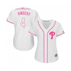 Womens Philadelphia Phillies #4 Scott Kingery Authentic White Fashion Cool Base Baseball Jersey Womens Philadelphia Phillies #4 Scott Kingery Authentic White Fashion Cool Base Baseball Jersey