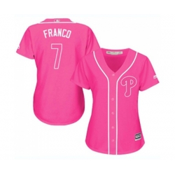 Womens Philadelphia Phillies #7 Maikel Franco Authentic Pink Fashion Cool Base Baseball Jersey Womens Philadelphia Phillies #7 Maikel Franco Authentic Pink Fashion Cool Base Baseball Jersey