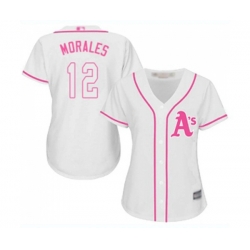 Womens Oakland Athletics #12 Kendrys Morales Replica White Fashion Cool Base Baseball Jersey