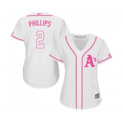 Womens Oakland Athletics #2 Tony Phillips Replica White Fashion Cool Base Baseball Jersey