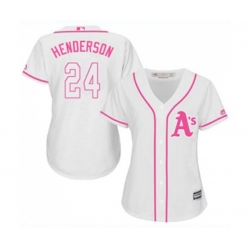 Womens Oakland Athletics #24 Rickey Henderson Replica White Fashion Cool Base Baseball Jersey