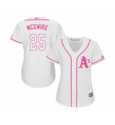 Womens Oakland Athletics #25 Mark McGwire Replica White Fashion Cool Base Baseball Jersey