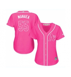 Womens Oakland Athletics #55 Sean Manaea Authentic Pink Fashion Cool Base Baseball Jersey