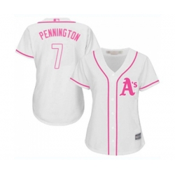 Womens Oakland Athletics #7 Cliff Pennington Replica White Fashion Cool Base Baseball Jersey