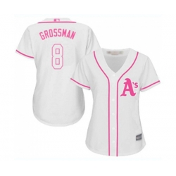 Womens Oakland Athletics #8 Robbie Grossman Replica White Fashion Cool Base Baseball Jersey