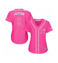 Womens Oakland Athletics #9 Reggie Jackson Authentic Pink Fashion Cool Base Baseball Jersey