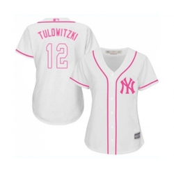 Womens New York Yankees #12 Troy Tulowitzki Authentic White Fashion Cool Base Baseball Jersey