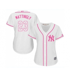 Womens New York Yankees #23 Don Mattingly Authentic White Fashion Cool Base Baseball Jersey