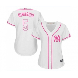 Womens New York Yankees #5 Joe DiMaggio Authentic White Fashion Cool Base Baseball Jersey