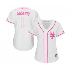 Womens New York Mets #1 Amed Rosario Authentic White Fashion Cool Base Baseball Jersey Womens New York Mets #1 Amed Rosario Authentic White Fashion Cool Base Baseball Jersey