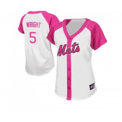 Womens New York Mets #5 David Wright Replica White Pink Splash Fashion Baseball Jersey Womens New York Mets #5 David Wright Replica White Pink Splash Fashion Baseball Jersey