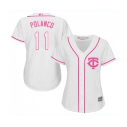 Womens Minnesota Twins #11 Jorge Polanco Replica White Fashion Cool Base Baseball Jersey