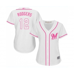 Womens Milwaukee Brewers #12 Aaron Rodgers Replica White Fashion Cool Base Baseball Jersey