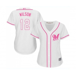 Womens Milwaukee Brewers #12 Alex Wilson Replica White Fashion Cool Base Baseball Jersey