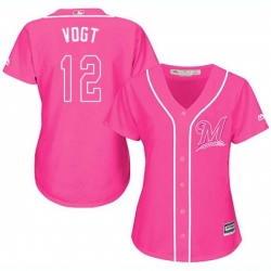 Womens Milwaukee Brewers #12 Stephen Vogt Replica Pink Fashion Cool Base MLB Jersey