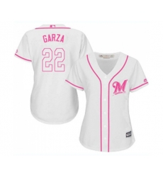 Womens Milwaukee Brewers #22 Matt Garza Replica White Fashion Cool Base Baseball Jersey