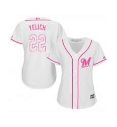 Womens Milwaukee Brewers Christian Yelich Authentic White Fashion Cool Base Baseball Player Jersey