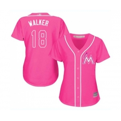 Womens Miami Marlins #18 Neil Walker Authentic Pink Fashion Cool Base Baseball Jersey