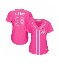 Womens Miami Marlins #38 Jorge Alfaro Authentic Pink Fashion Cool Base Baseball Jersey