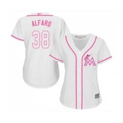 Womens Miami Marlins #38 Jorge Alfaro Replica White Fashion Cool Base Baseball Jersey