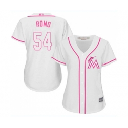 Womens Miami Marlins #54 Sergio Romo Replica White Fashion Cool Base Baseball Jersey