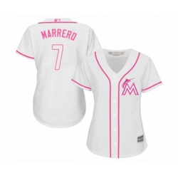 Womens Miami Marlins #7 Deven Marrero Replica White Fashion Cool Base Baseball Jersey