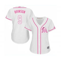 Womens Miami Marlins #9 Lewis Brinson Replica White Fashion Cool Base Baseball Jersey