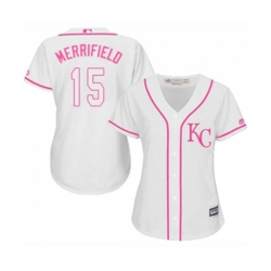 Womens Kansas City Royals #15 Whit Merrifield Replica White Fashion Cool Base Baseball Jersey