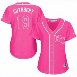 Womens Kansas City Royals #19 Cheslor Cuthbert Replica Pink Fashion Cool Base MLB Jersey
