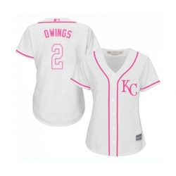 Womens Kansas City Royals #2 Chris Owings Authentic White Fashion Cool Base Baseball Jersey