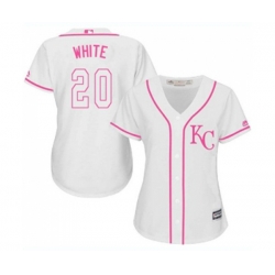 Womens Kansas City Royals #20 Frank White Authentic White Fashion Cool Base Baseball Jersey