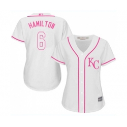 Womens Kansas City Royals #6 Billy Hamilton Authentic White Fashion Cool Base Baseball Jersey