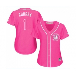Womens Houston Astros #1 Carlos Correa Authentic Pink Fashion Cool Base Baseball Jersey Womens Houston Astros #1 Carlos Correa Authentic Pink Fashion Cool Base Baseball Jersey