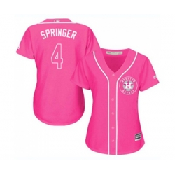 Womens Houston Astros #4 George Springer Authentic Pink Fashion Cool Base Baseball Jersey Womens Houston Astros #4 George Springer Authentic Pink Fashion Cool Base Baseball Jersey