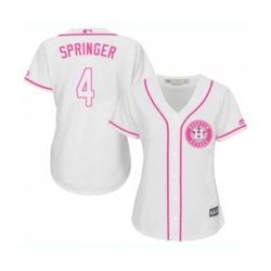 Womens Houston Astros #4 George Springer Authentic White Fashion Cool Base Baseball Jersey Womens Houston Astros #4 George Springer Authentic White Fashion Cool Base Baseball Jersey