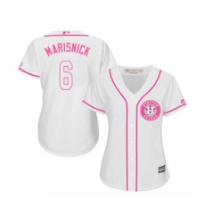 Womens Houston Astros #6 Jake Marisnick Authentic White Fashion Cool Base Baseball Jersey