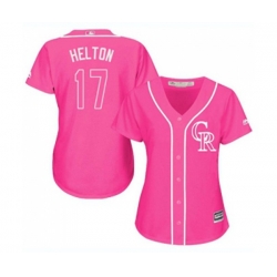 Womens Colorado Rockies #17 Todd Helton Authentic Pink Fashion Cool Base Baseball Jersey