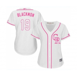 Womens Colorado Rockies #19 Charlie Blackmon Authentic White Fashion Cool Base Baseball Jersey