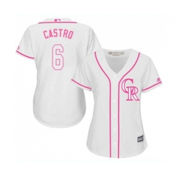 Womens Colorado Rockies #6 Daniel Castro Authentic White Fashion Cool Base Baseball Jersey