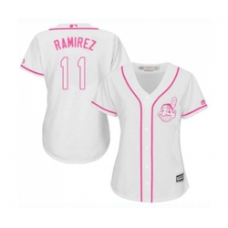 Womens Cleveland Indians #11 Jose Ramirez Replica White Fashion Cool Base Baseball Jersey