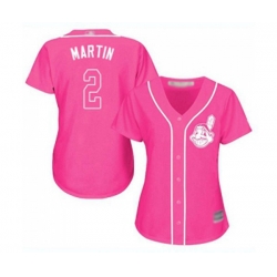 Womens Cleveland Indians #2 Leonys Martin Authentic Pink Fashion Cool Base Baseball Jersey
