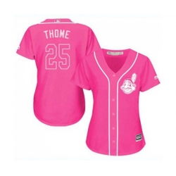 Womens Cleveland Indians #25 Jim Thome Authentic Pink Fashion Cool Base Baseball Jersey