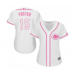 Womens Cincinnati Reds #15 George Foster Replica White Fashion Cool Base Baseball Jersey