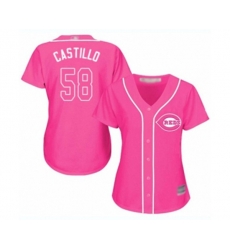 Womens Cincinnati Reds #58 Luis Castillo Authentic Pink Fashion Cool Base Baseball Jersey