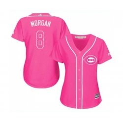 Womens Cincinnati Reds #8 Joe Morgan Authentic Pink Fashion Cool Base Baseball Jersey