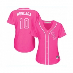 Womens Chicago White Sox #10 Yoan Moncada Replica Pink Fashion Cool Base MLB Jerseys