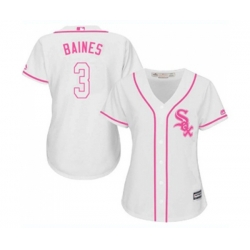Womens Chicago White Sox #3 Harold Baines Replica White Fashion Cool Base Baseball Jersey